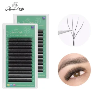 Light Customization Synthetic Fiber 12 Rows Custom Handmade Fans 4D 3D W Shape Lashes Natural Soft Volume Eyelash Extensions