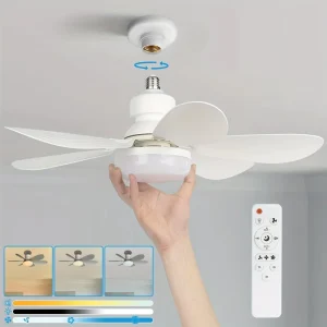 Light Socket Fan Remote Control Socket Ceiling Fan With Light E27 Socket Mounted Ceiling Light and Fan