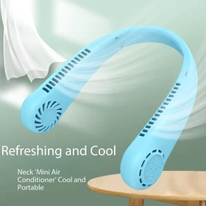 Lightweight Soft Silicone Bladeless Neck Fan, Full Surround Air Outlet USB Rechargeable Neck Cooler