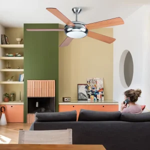 Living Room Remote Control Modern Ceiling Fan With Remote Control Dimmable Led Lighted