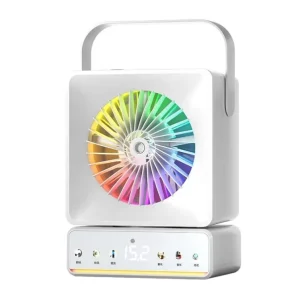 Living Room Table Fan Low Noise Colorful LED Light Portable Handle Desk Fan Industrial Evaporative Spray Cooling Fan