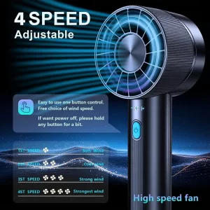 Long lasting USB Rechargeable Battery Operated Hand Fan Ultra Quiet 4 Speed Mini Portable Outdoor Personal Air Cooler Summer