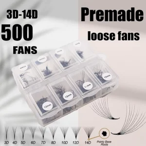 Loose 500 Fans 5D 8D 10D Pointy Thin Base Handmade Russian Volume Spike Fake Eyelash Extension Supplies