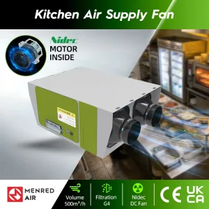 Low Noise 36dB(A) Stainless Steel Ceiling Mounted Kitchen Fresh Air Fan 500m h G4 Filter Assembly Easy Install Graphic Design