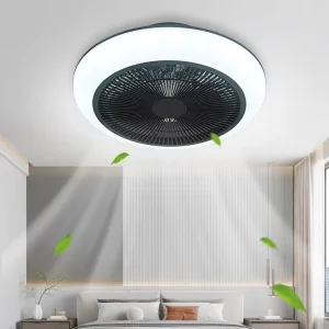 Low Noise Ceiling Fan Light Smart RGB Remote App Control Frequency Conversion Dimmable LED Ceiling Fan With Light for Bedroom