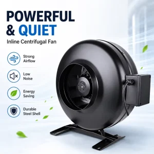 Low Noise Inline Centrifugal Duct Fan Energy Saving Strong Airflow Steel Ventilation Blower for Industrial HVAC Systems