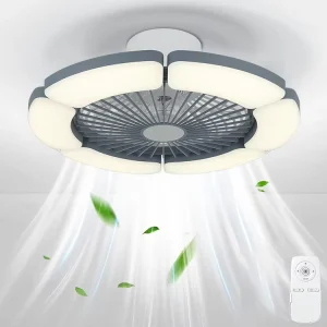Low Noise Modern Indoor Bedroom Decorative Smart Remote Control Dimmable LED Ceiling Fan With Light