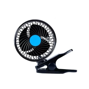 Low Noise Portable Clip Car Fan Adjustable 12V Oscillating Cooling Fan
