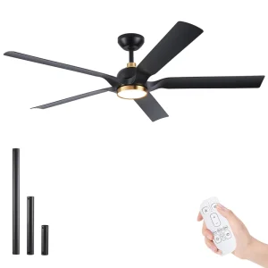 Luxury 60″ Black Golden Waterproof BLDC Fan 8299 CFM High Airflow Large Remote Control Ceiling Fan