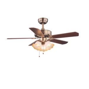 Luxury Classic 3 Color Dimmable Five Blade Remote Control Ceiling Fan for Indoor Decorative Ceiling Fan With Pull Chain Switch