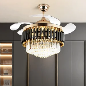 Luxury Crystal Ceiling Fan for Living Room Bedroom & Dining Room Lightweight Remote Control Dimmable Powerful Airflow