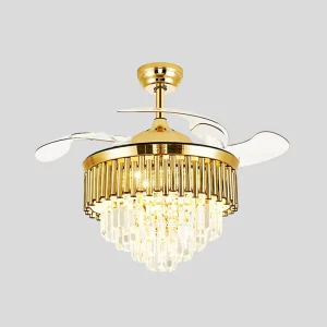 Luxury Crystal Invisible LED Ceiling Fan Light Modern Chandelier Fan for Living & Dining Room High End Home Lighting