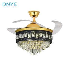 Luxury Crystal Smart LED Lamp Hotel Remote Control Invisible Chandelier Fan Light Ceiling Living Room Lighting