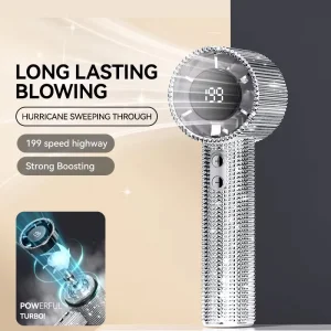 Luxury Diamond Handheld Mini Portable 1800mah Quiet Charging Eyelash & Hair Dryer Fan With Digital Display Bing Fans