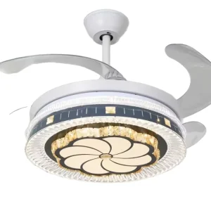Luxury Electric Chandelier for Bedroom Dining Room Crystal LED Light Ceiling Fan Integrated Fixture
