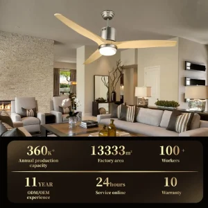 Luxury Fancy Home Office Ventilation Fan Electric 52 Inch Remote Control ABS Blade Ceiling Fan with Light