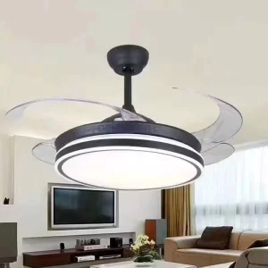 Luxury Modern Ceiling Fan with LED Lamp DC Motor Energy Efficient Class a Plastic Blades for Hotel & Household Use