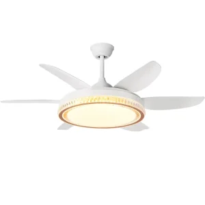 Luxury Modern Tri-Color Changeable Ceiling Fan with Light and Adjustable Decorations