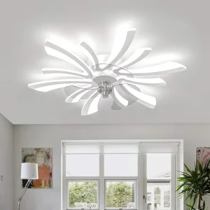 Luxury Silent DC AC Motor Ceiling Fan with Acrylic LED Light Remote Control Modern Design Dimmable for Hotel Home Use