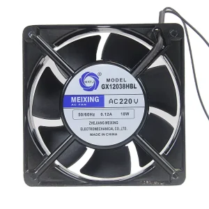 MEIXING GX12038HBL 220V Ball Bearing 0.12A 18W 2650RPM 152CFM 46dBA AC Axial Flow Fans Exhaust Radiator Fans