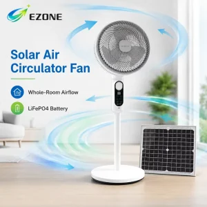 MJ-SF02 Solar Rechargeable ABS Air Circulator Fan with LiFePO4 25Ah Battery and 30W Solar Panel