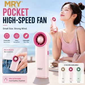 MRY Pocket Fan Mini Handheld Fan USB Fan 20000RPM 13m s Wind Digital Display 5 Speed Type C Rechargeable Travel Cooling Fan