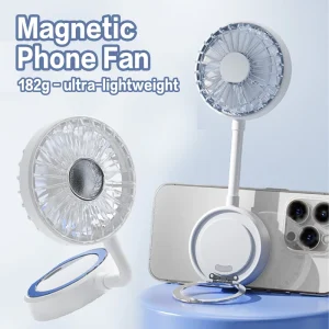 Magnetic Cell Phone Fan Cooler Fast Cooling Dual Mode Stand 360 Rotating 3 Speed Adjustable Foldable Pocket Portable
