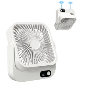 Magnetic Desktop Portable Fan 4000mAh Battery Operated 5 Speeds Digital Magnetically Sticks Ceilings Walls Car Plastic