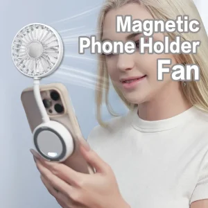Magnetic Phone Fan Cooler Instant Cooling MagSafe Holder Dual Use 360 Rotating Foldable Wearable Battery Powered