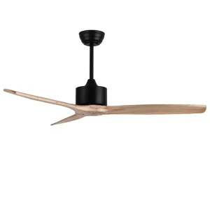 Malaysia Latest U Shaped Hook Ceiling Mounted 3 Blades 52 Inch Ac Dc Indoor Classic Natural Wood Ceiling Fan
