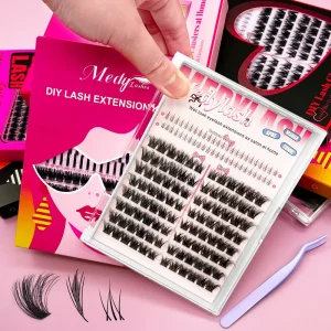 Manga Lashes Wispy Cluster False Eyelashes Custom Logo with Bottom Lash Extensions Kit Mix Cluster Cat Eye Lashes