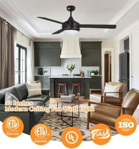 Manufacturer 3 Black Plywood Blade Ac Motor Ceiling Fan With LED Lights Powerful Ceiling Fan for Household
