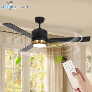Manufacturer OEM ODM Electric Matte Black 52 Inch 3 Blades Ceiling Fan with Lights for Hotel Use