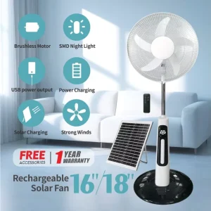 Manufacturers Rechargeable Standing Fan Floor Solar Fan Solar Panel 16 Inch Lithium Battery Solar Rechargeable Fan