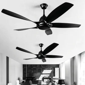 Matte Black BLDC Ceiling Fan 56 Inch 5 Blades No Light Silent DC Motor With Remote Control for Hotel Commercial Living Room