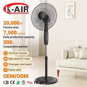 Mechanical Plastic Timeable Electric Oscillating Fan 3 Wind Speeds Adjustable Height Standing Fan for Outdoor Hotel