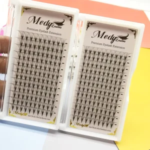 Medylashes Handmade 6D 8D Heat Boned Fan Eyelash Extension Premade Volume Fans Superroots Large Tray Pointy Base Eyelashes