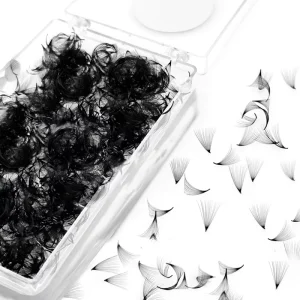 Medylashes Private Label Sharp Base Korean Pre Made Fan Eyelashes Handmade Synthetic Hair 12 Rows Natural Soft Loose Fans