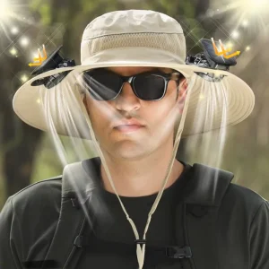 Men’s Women’s Summer Outdoor Fishing Sunscreen Hat UV Protection Mountaineering Hat 3D Embroidery Made Durable Nylon Solar Fan