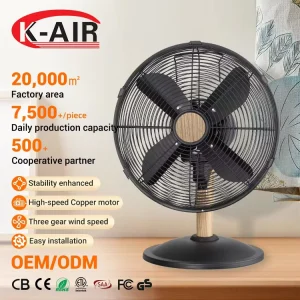 Metal Antique Desk Fan Handheld Mechanical Electric 12 Inch Iron Vintage Bronze All Metal Outdoor Use CE ROHS GS Certification
