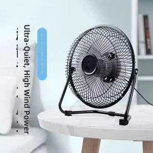 Mini 8-Inch USB Pedestal Desk Fan with 360-Degree Rotation Strong Wind Metal Construction for Household Outdoor Use