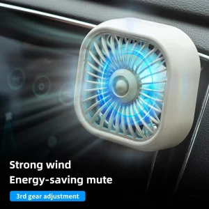 Mini Auto Portable Air Cool Air Vent Car Fans Vehicle New Cool Car Gadgets Accessories With Atmosphere Led Light Car Fans