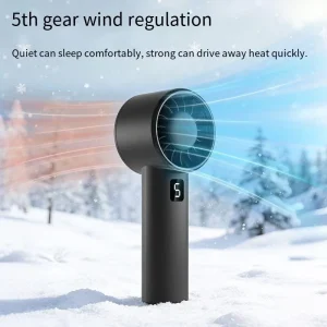 Mini Fan High-Speed 1200 mAh Battery Digital Display Brushless Motor Portable Pocket Fan