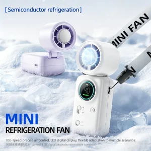 Mini Fan with AI Chip 100 Speed Stepless LED Display 10M S Wind 4000mAh Battery Foldable Portable Cooling for Outdoor Car RV Use