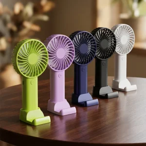 Mini Handheld Fan with Lanyard and Removable Base USB Rechargeable 1200mAh Battery Operated 3 Speeds Quiet Personal Cooling Fans