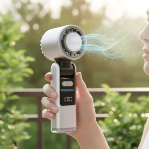 Mini High Speed Turbo Fan LED Display 100 Speed Portable Pocket Fan Type C Handheld Cooling Fan for Hiking Camping