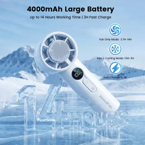 Mini Ice Cooling Handheld Fan 4000mAh with USB Digital Display