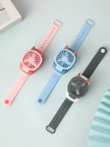 Mini Portable Children’s Wearable Foldable Handheld Fan USB Battery Powered Silent Outdoor Travel Fan with 3-Speed Control