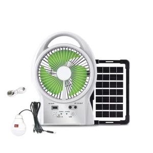Mini Portable Energy Rechargeable Solar Powered Fan with Solar Panel and Led Bulb Light for Home