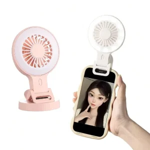 Mini Portable Fan Personal Makeup Cell Phone Fill Light Clip on Rechargeable Fan with Base Handheld Fan for Travel Outdoor